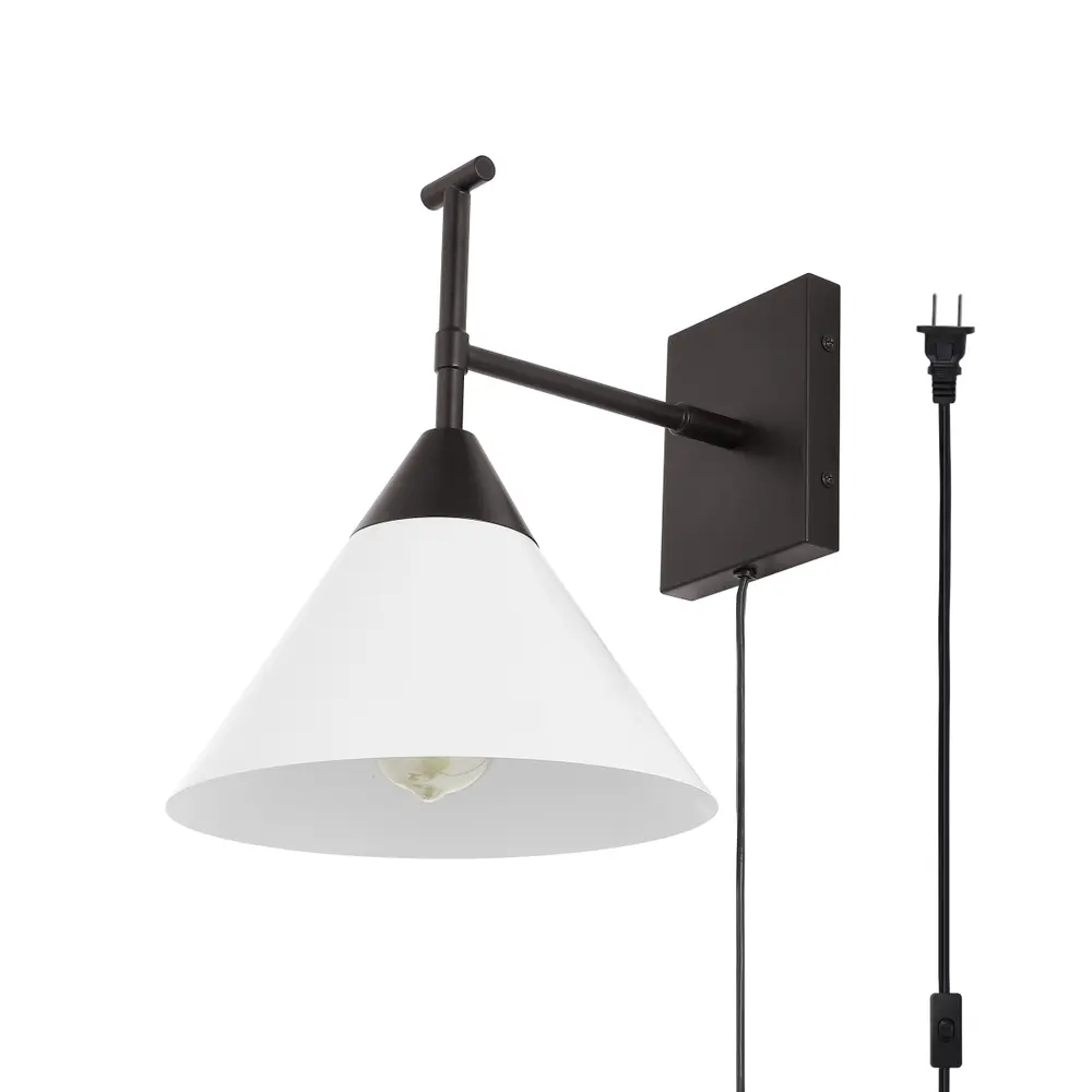 Velezia, 12.5 Inch, Black/White, Iron Wall Sconce