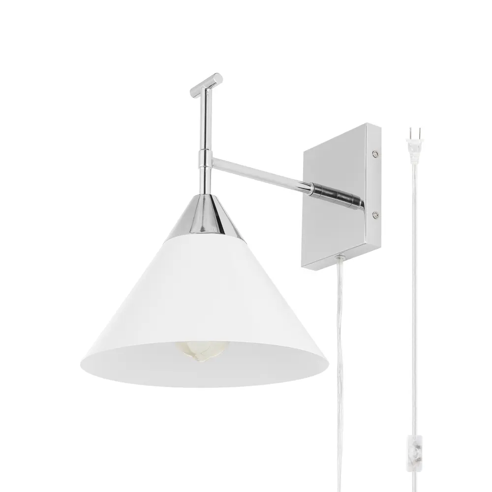 Velezia, 12.5 Inch, Chrome/White, Iron Wall Sconce