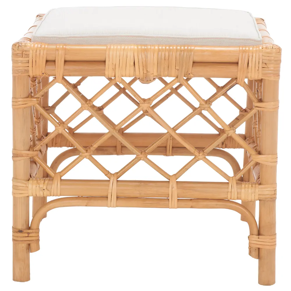 Larroux Rattan Ottoman W/ Cushion