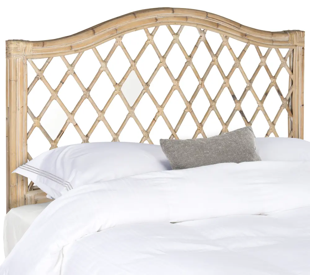 Gabrielle White Washed Wicker Headboard