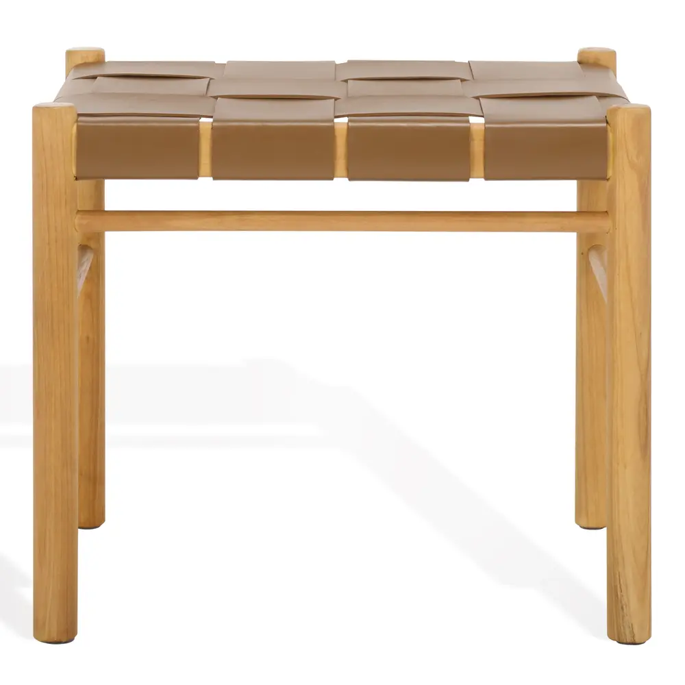 Devnie Woven Leather Ottoman