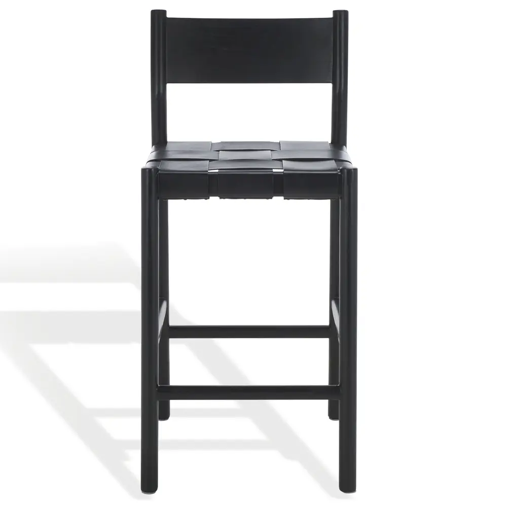 Devnie Woven Leather Counter Stool