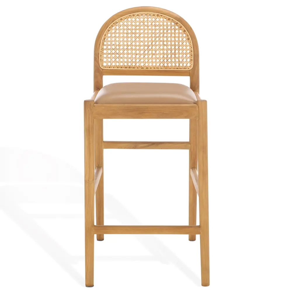 Laylie Rattan And Leather Counter Stool