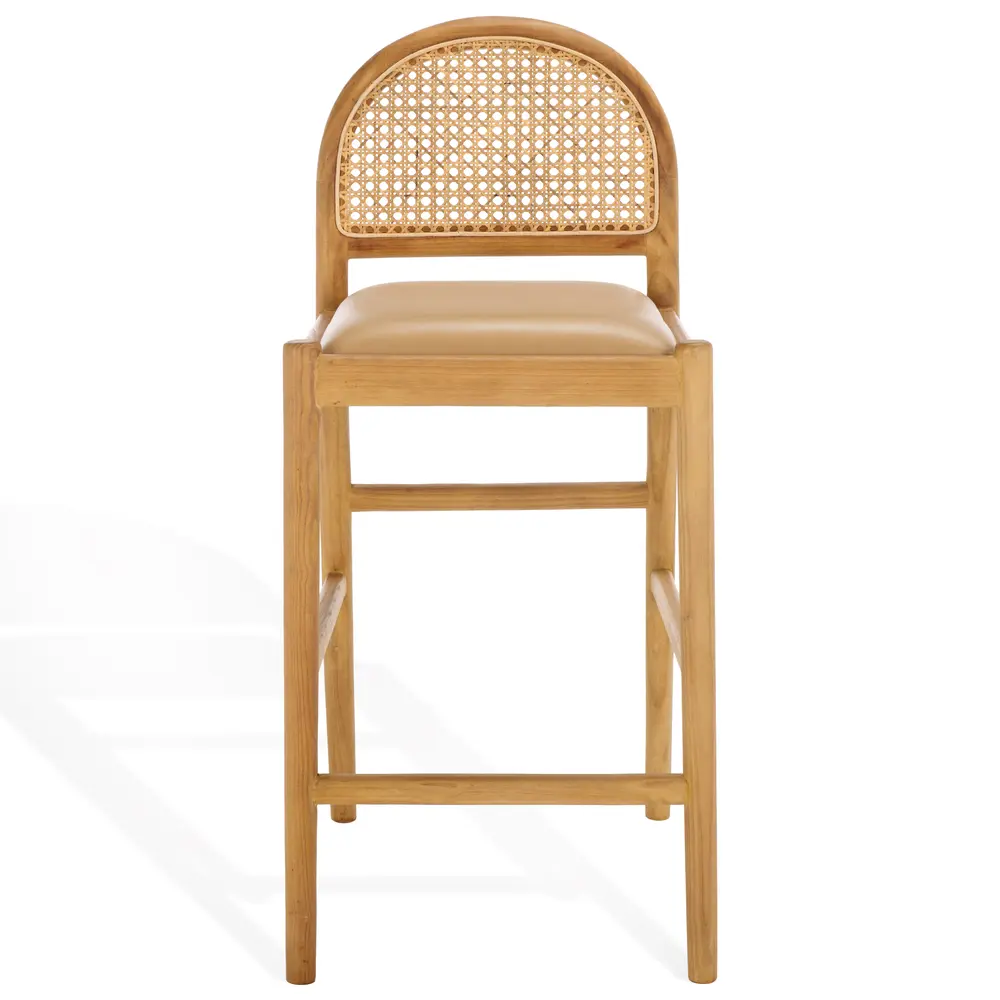 Laylie Rattan And Leather Counter Stool