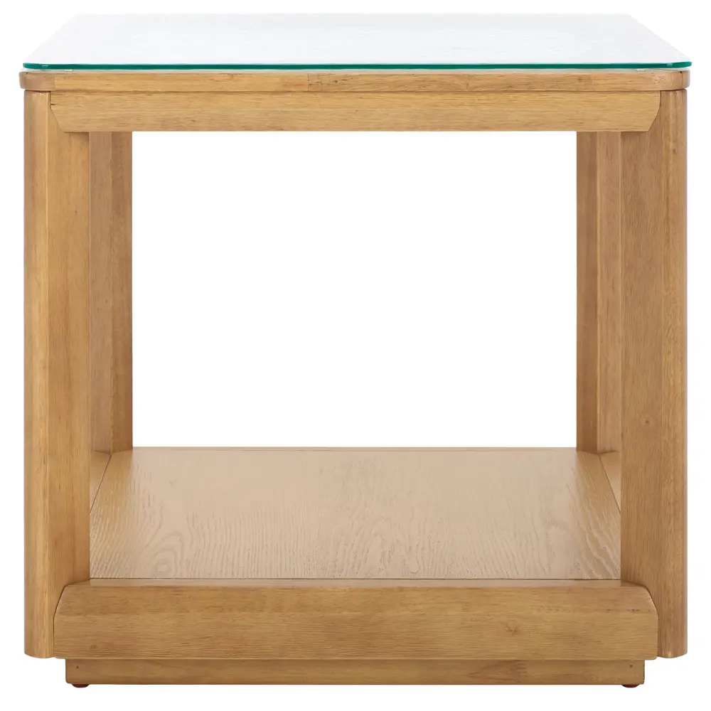 Benecarlo Wood And Glass Top Accent Table