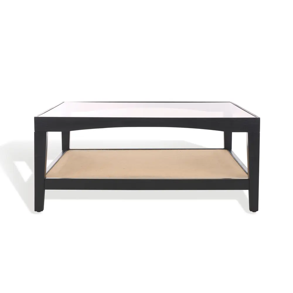 Nicolella Square Glass And Linen Coffee Table