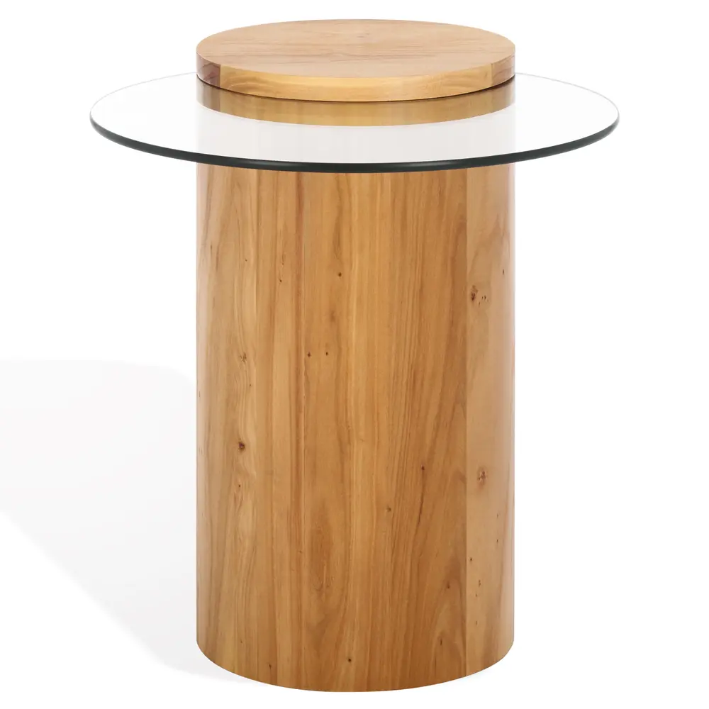 Tasharose Wood And Glass Accent Table