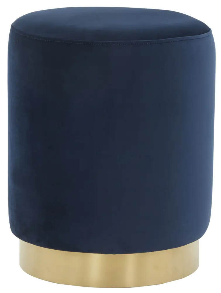 Elsworth Velvet Ottoman With Brass Base