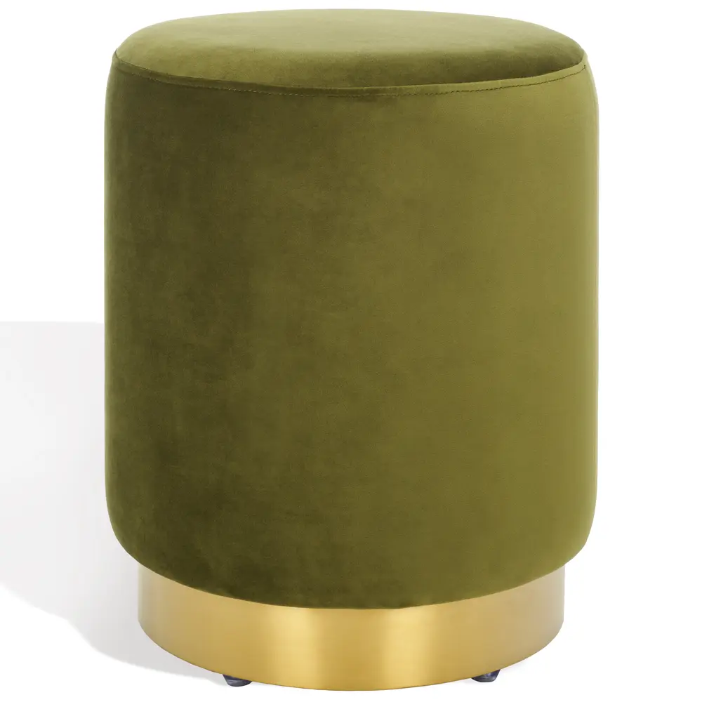 Elsworth Velvet Ottoman With Brass Base
