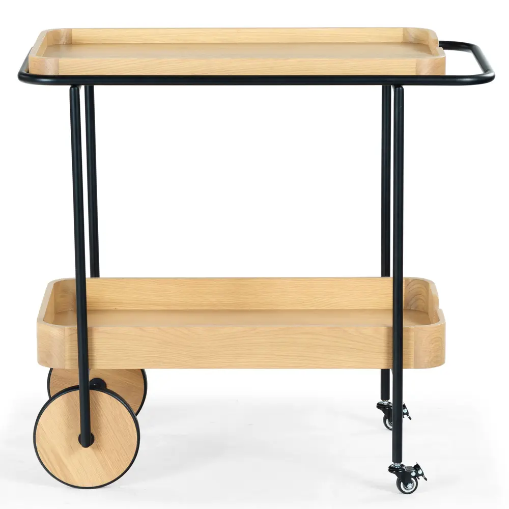 Malek Wood And Metal 2 Shelf Bar Cart