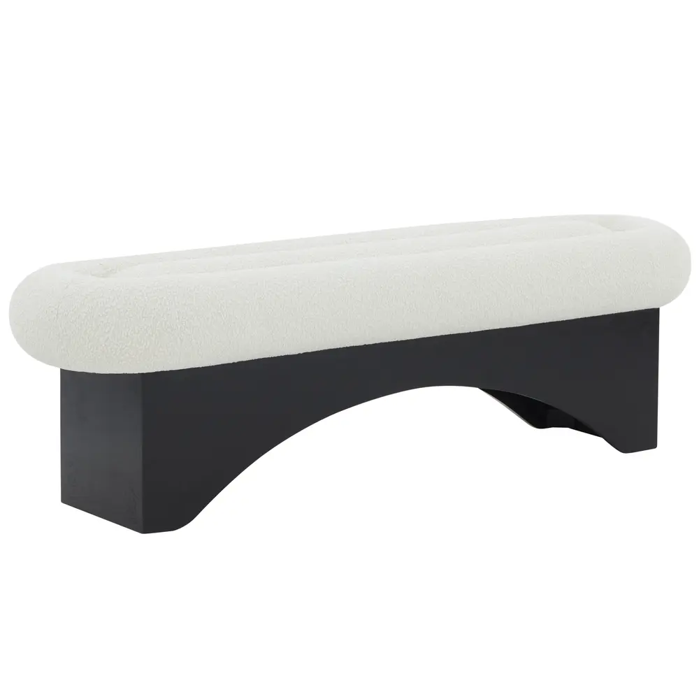 Carsen Boucle And Wood Bench