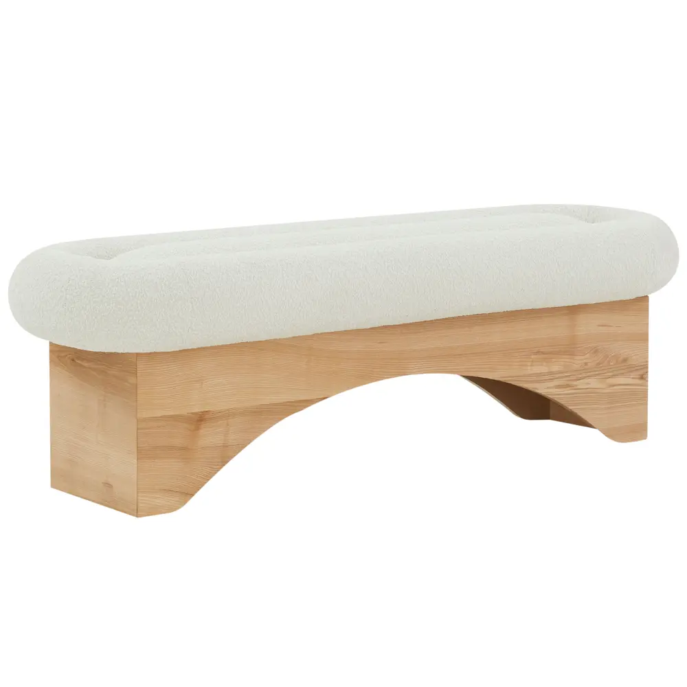 Carsen Boucle And Wood Bench