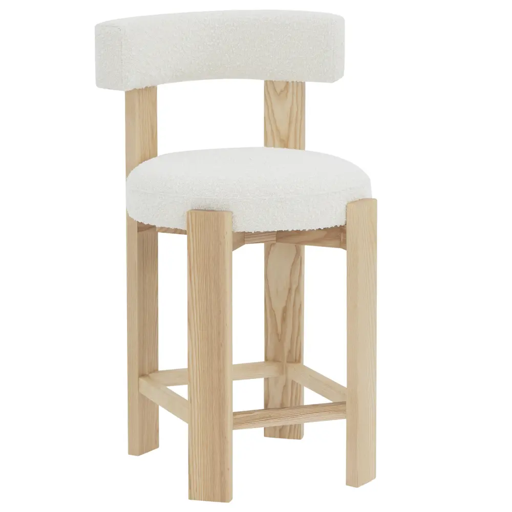 Saralisa Boucle And Wood Counter Stool