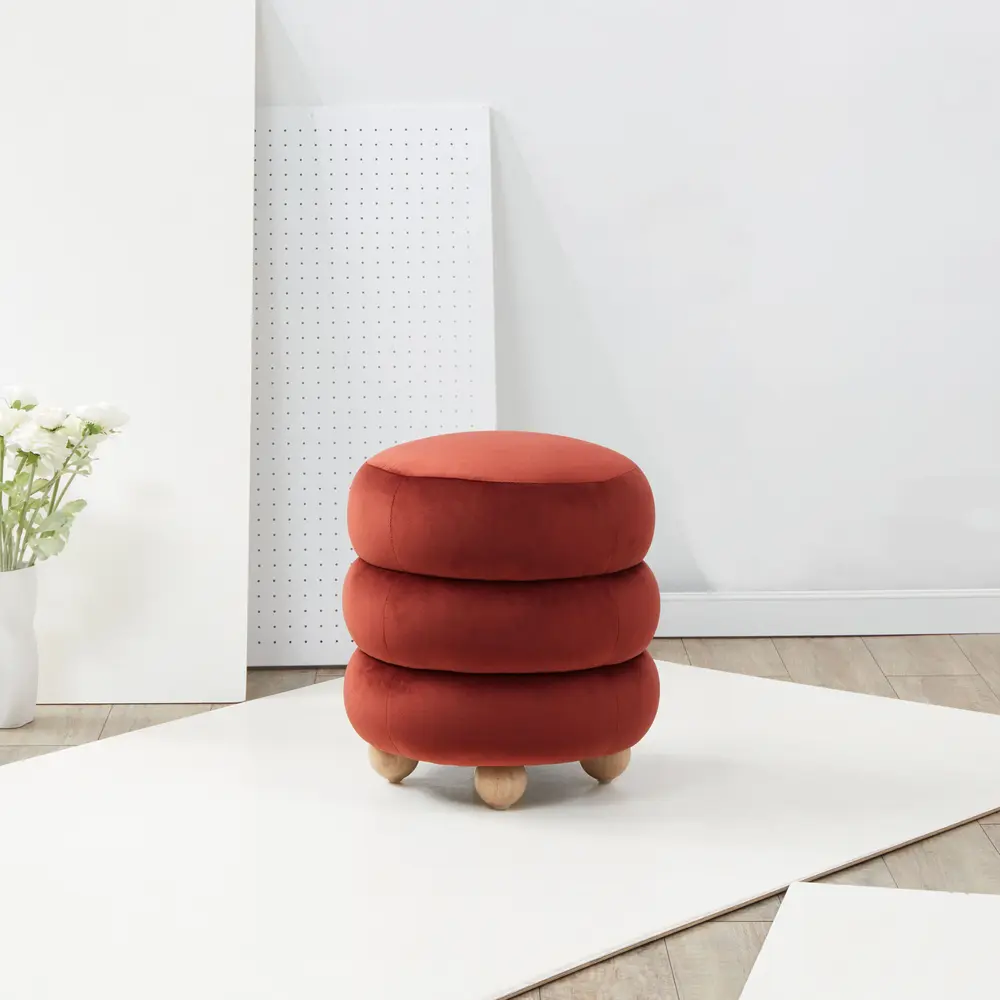 Cecelia Round Channel Tufted Ottoman