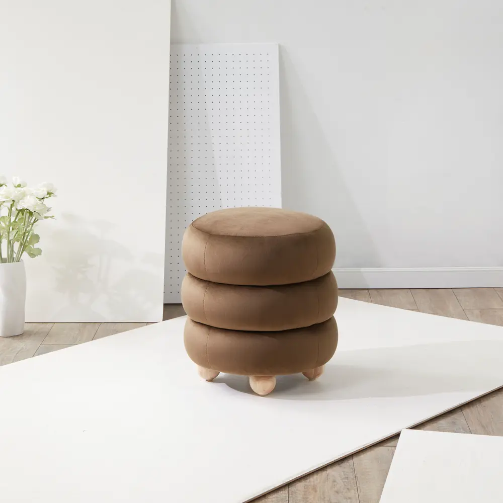 Cecelia Round Channel Tufted Ottoman