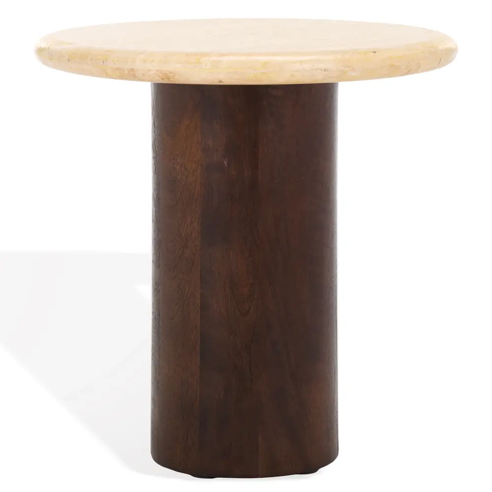 Jennamira Travertine Top Accent Table