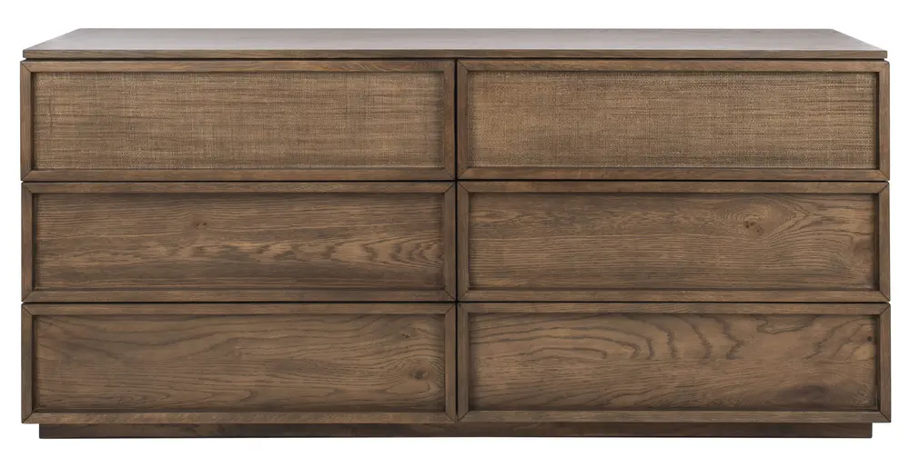 Zeus 6 Drawer Wood Dresser