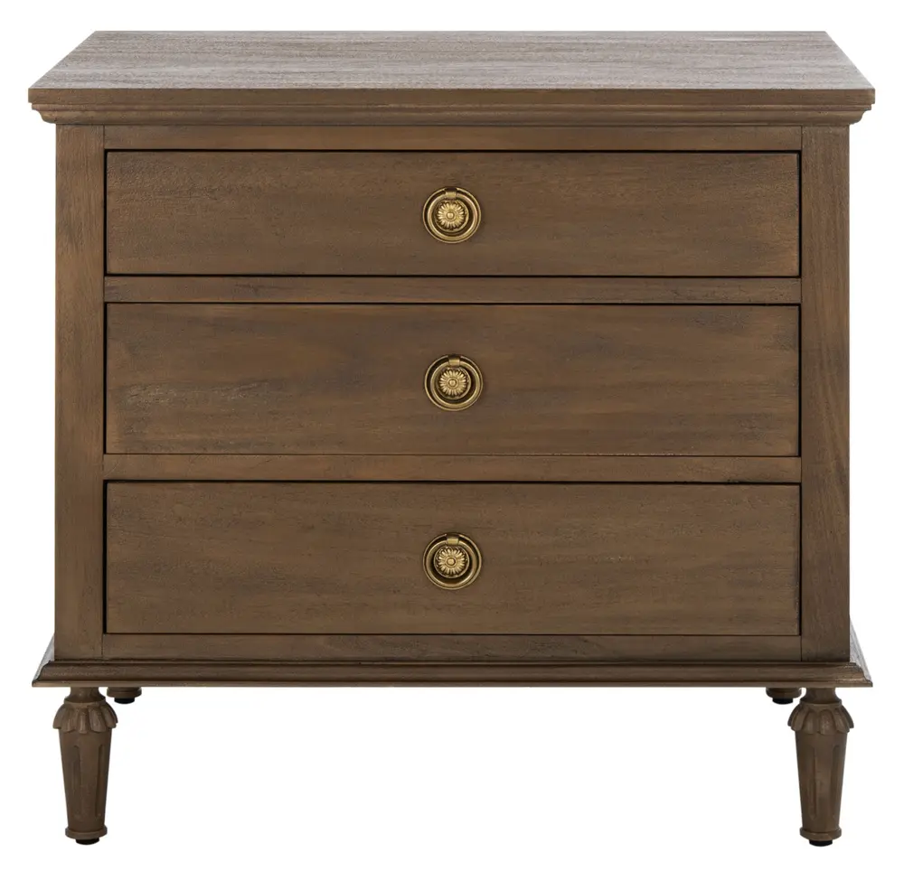 Lisabet 3 Drawer Wood Nightstand