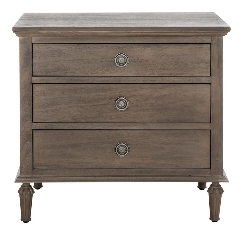 Lisabet 3 Drawer Wood Nightstand