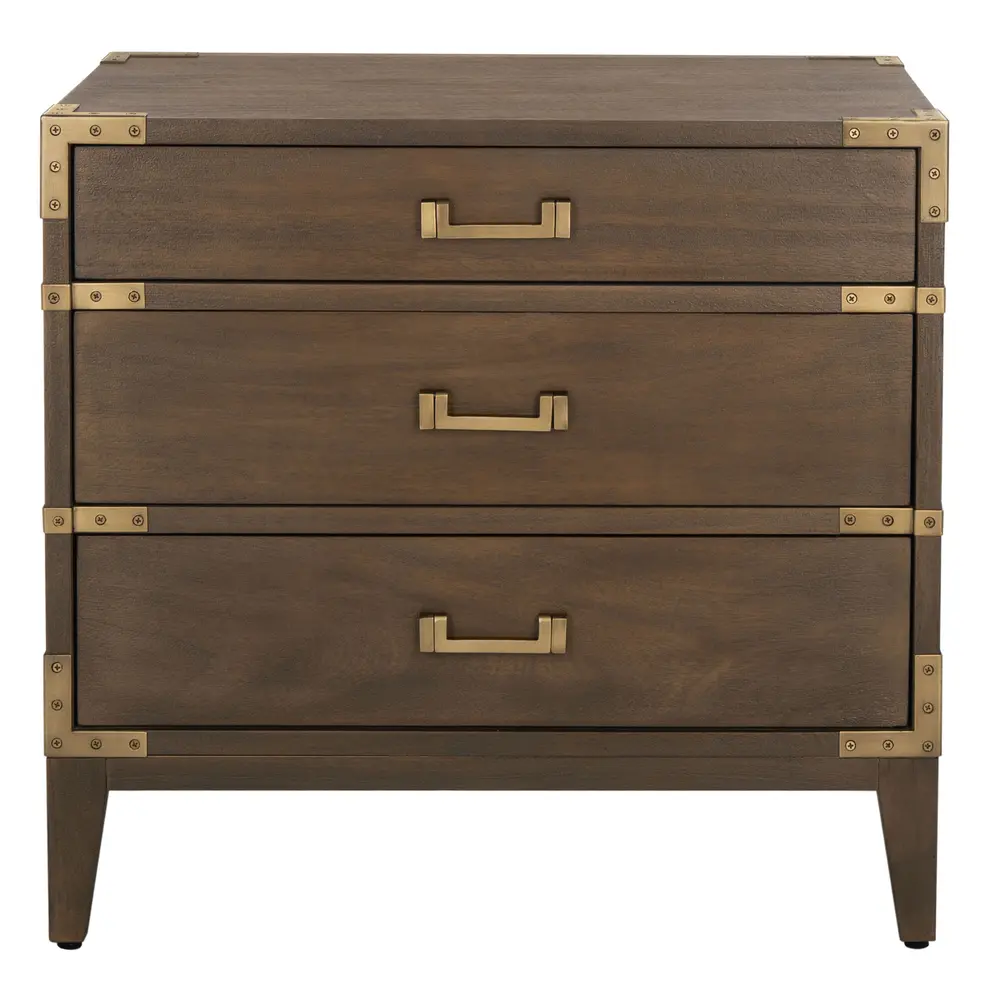 Nisha 3 Drawer Wood Nightstand
