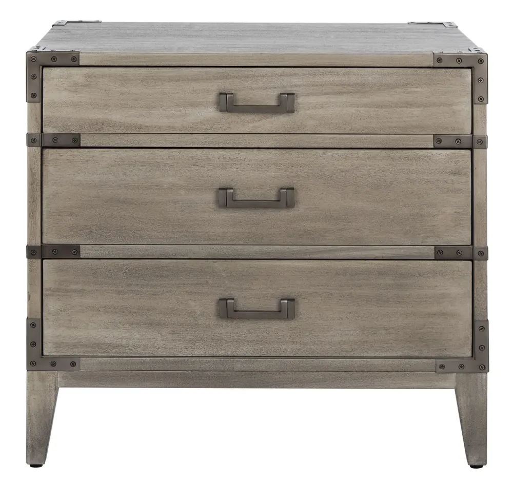Nisha 3 Drawer Wood Nightstand