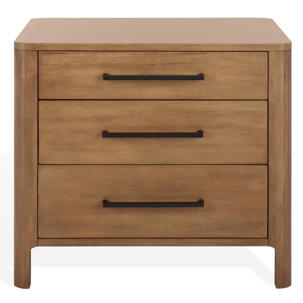 Abbiava 3 Drawer Wood Nightstand