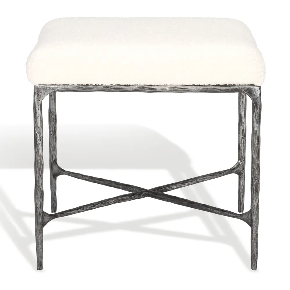Mandy Boucle And Metal Ottoman