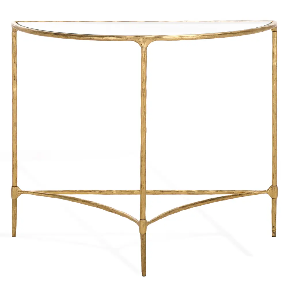 Isabellina Metal And Glass Half Moon Console Table