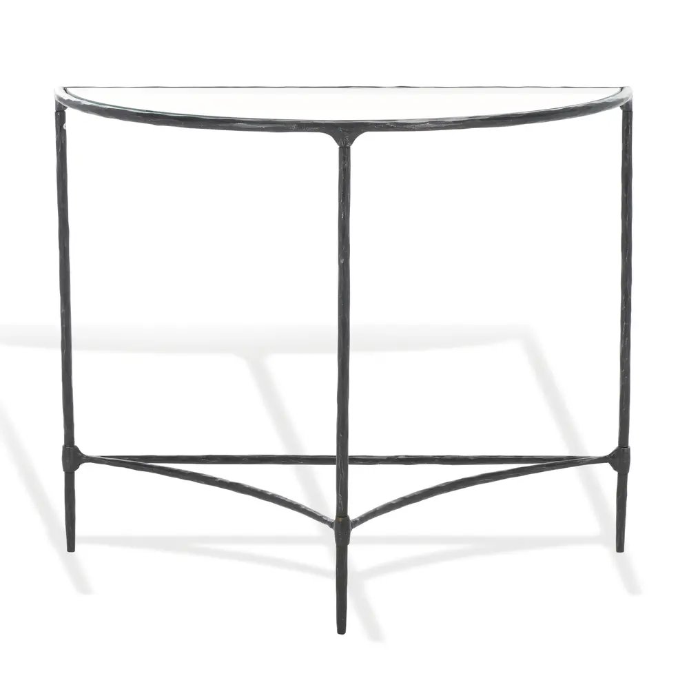 Isabellina Metal And Glass Half Moon Console Table