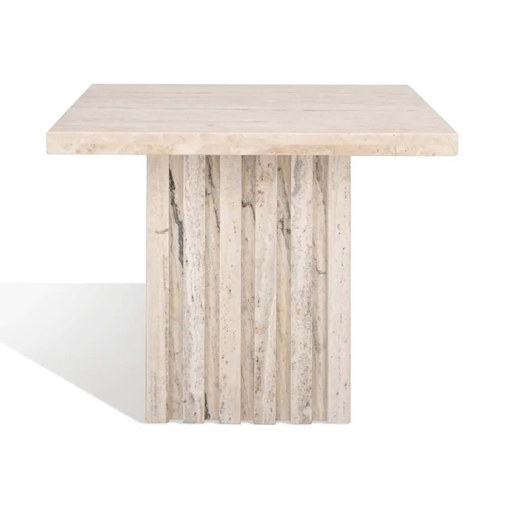 Olivia Tall Square Travertine Accent Table