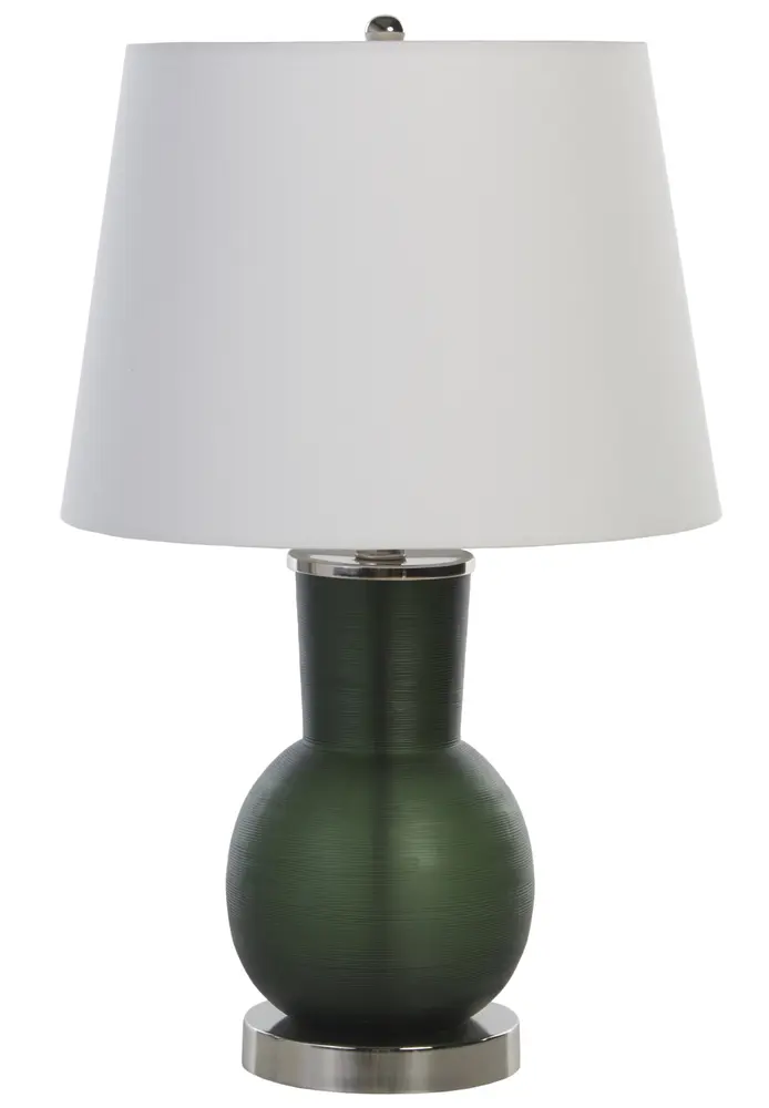 Nirav, 22 Inch, Dark Green, Glass Table Lamp