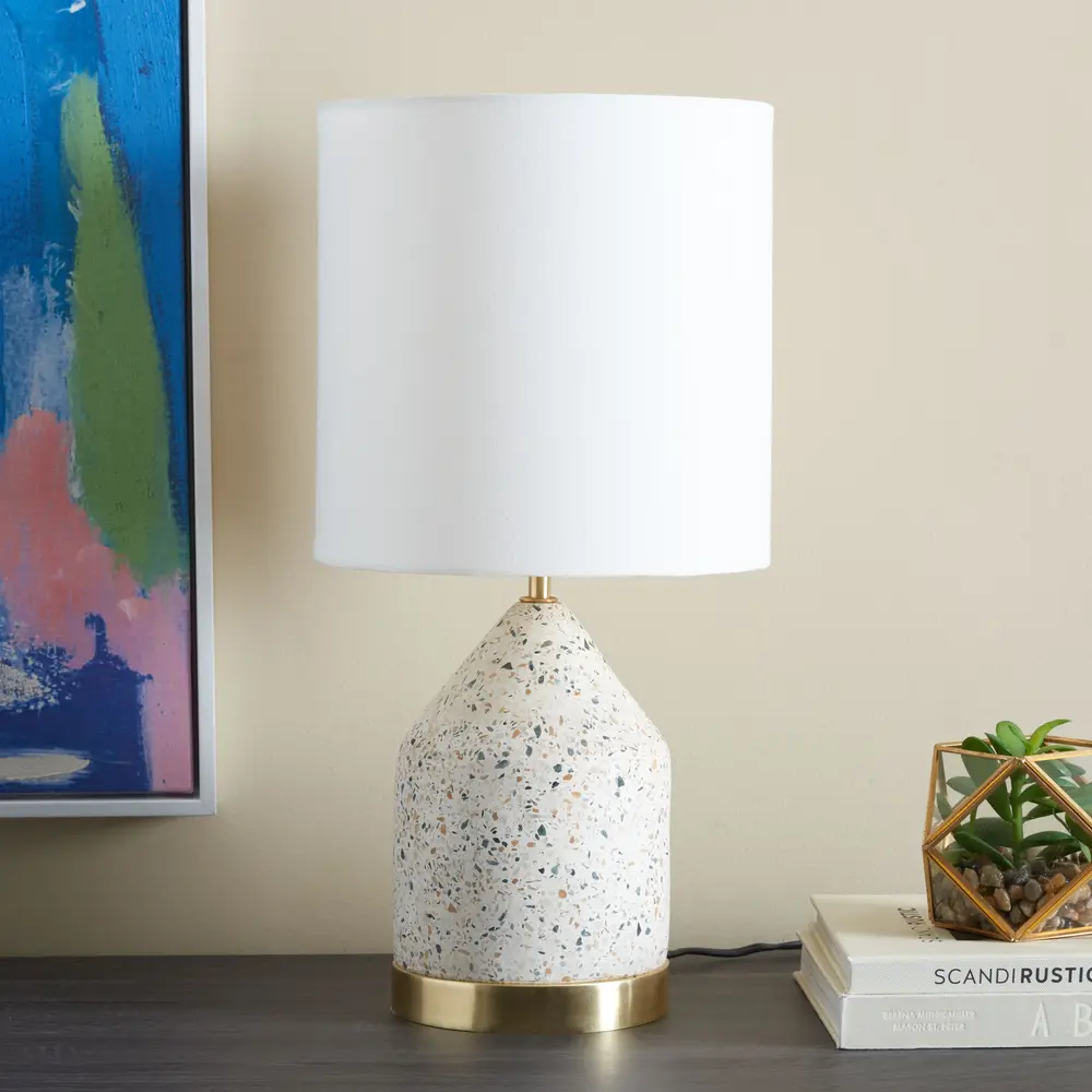 Nicolai Bottle, 20 Inch, White Terrazzo/Gold,Terrazo/Iron Table Lam