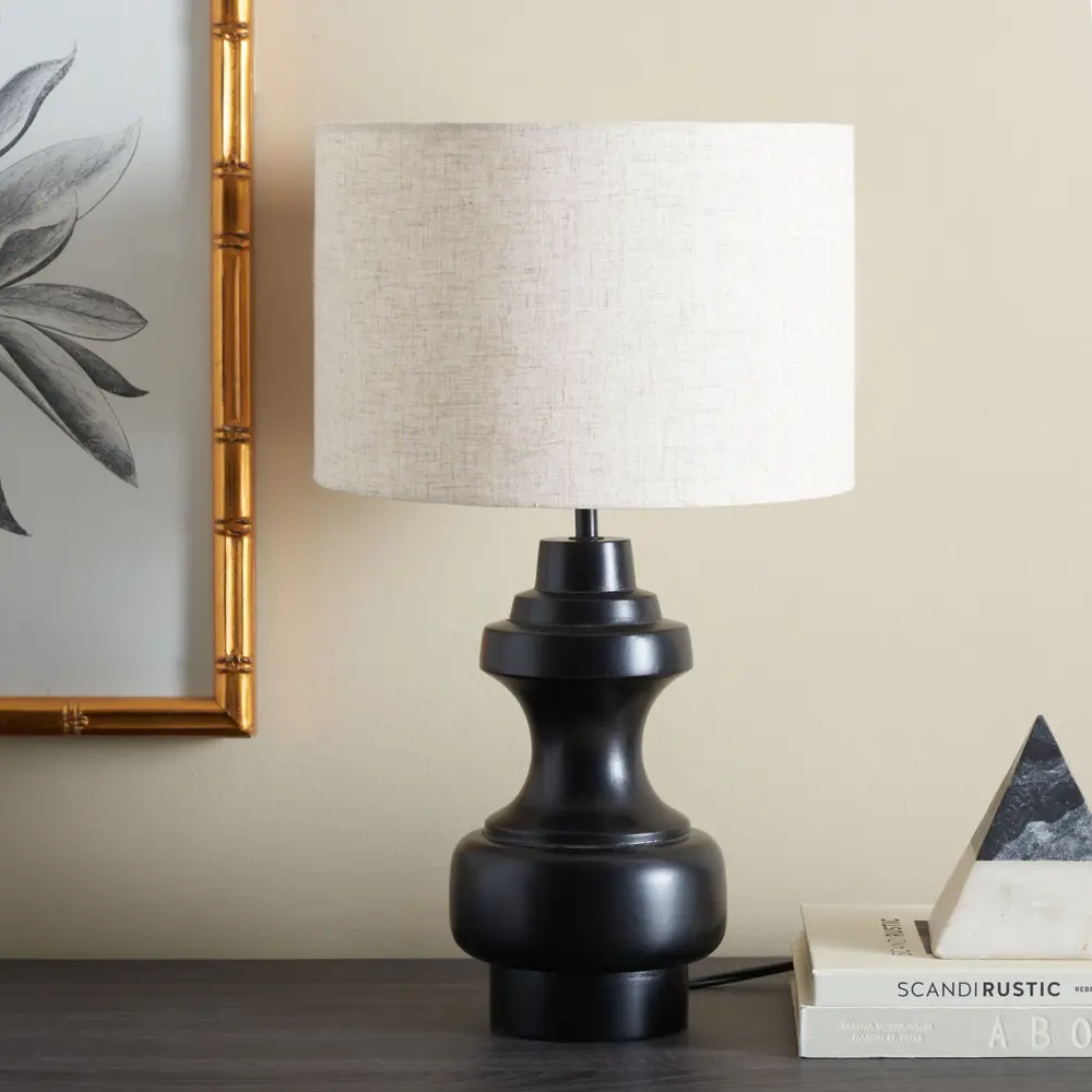 Junjo, 20 Inch, Black, Mango Wood/Iron Table Lamp