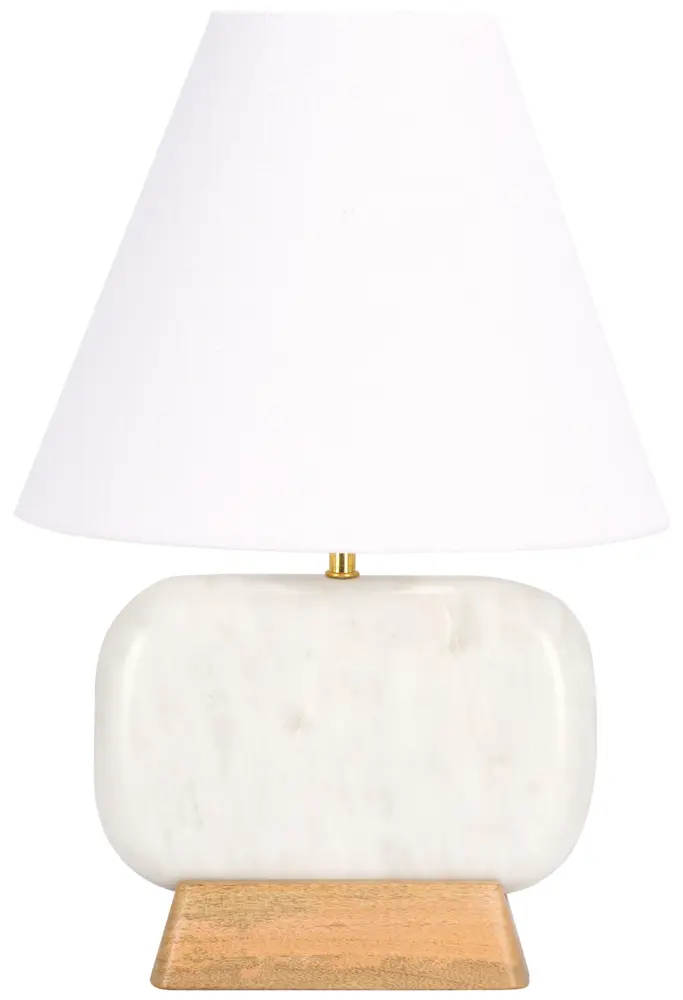 Naira, 17 Inch, White Marble/Natural, Marble/Mango Wood/Iron Table Lamp