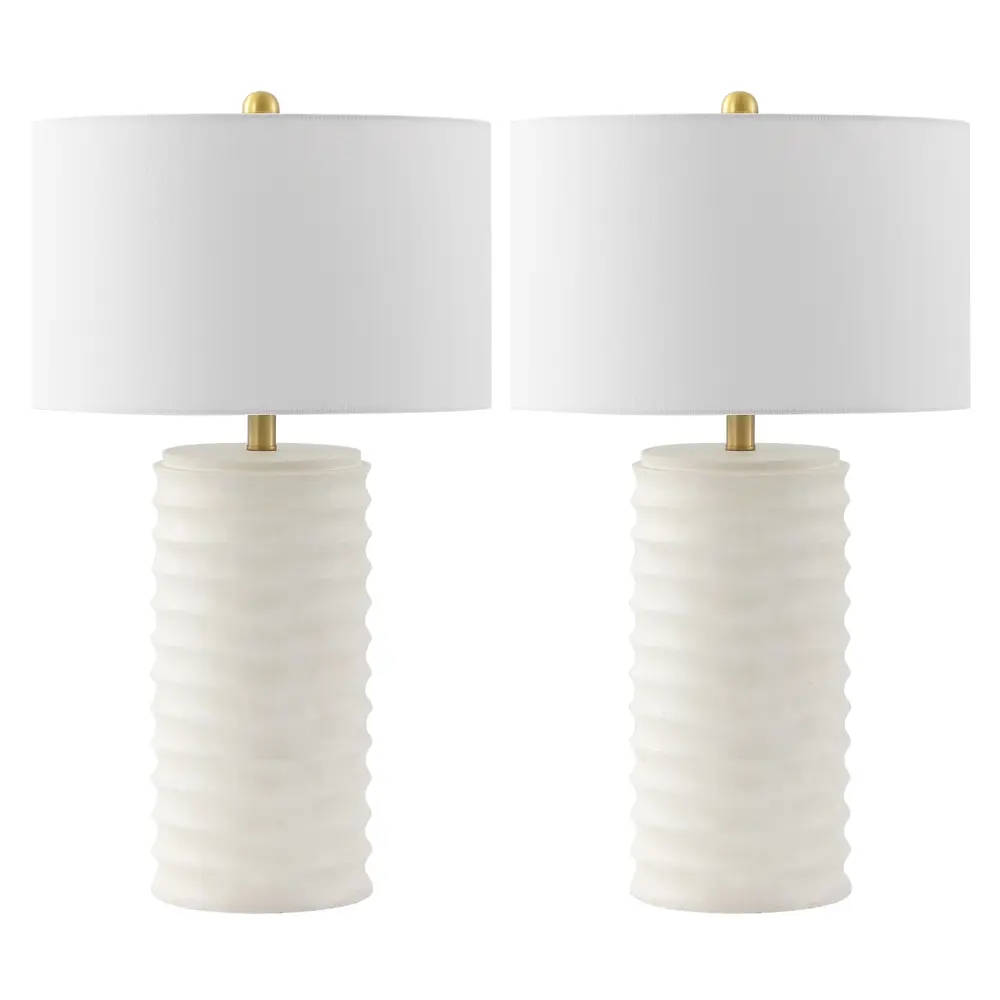 Melina, 28.5 Inch, Bone, Resin Table Lamp Set Of 2