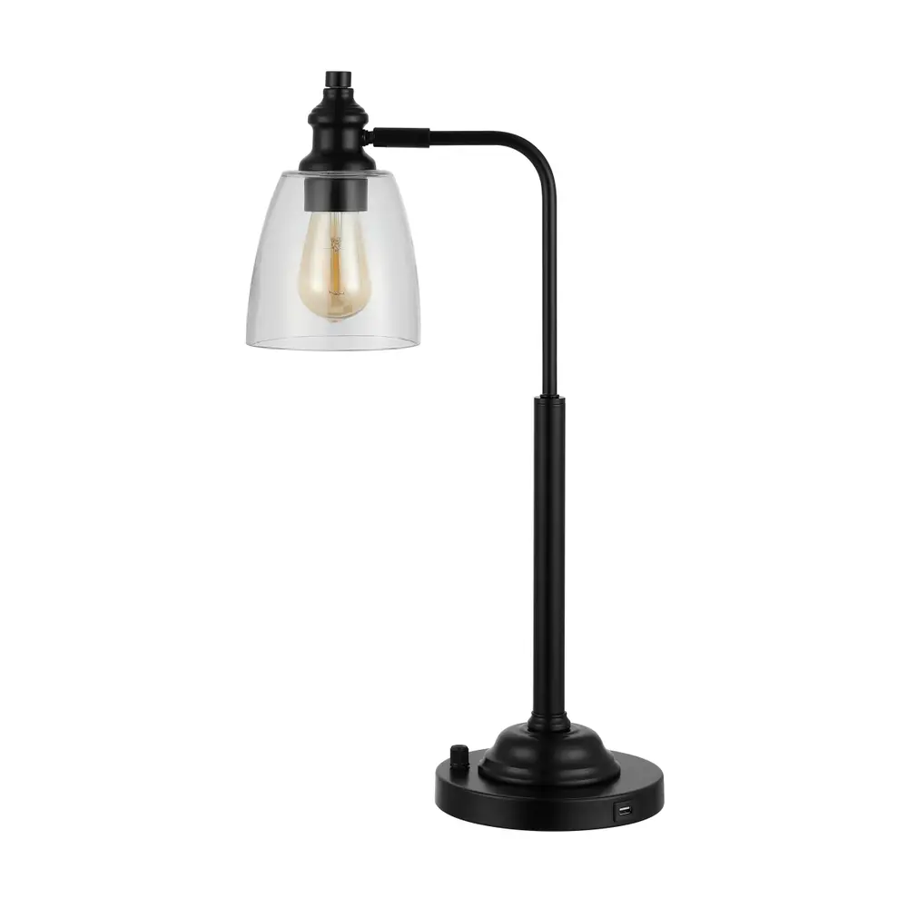 Rino, 23 Inch, Black, Metal Table Lamp W/ Usb Port