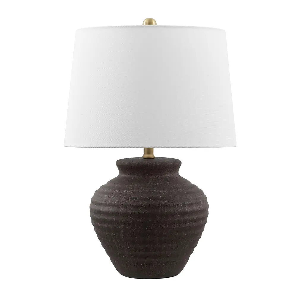 Ledger, 22.5 Inch, Dark Brown, Ceramic Table Lamp