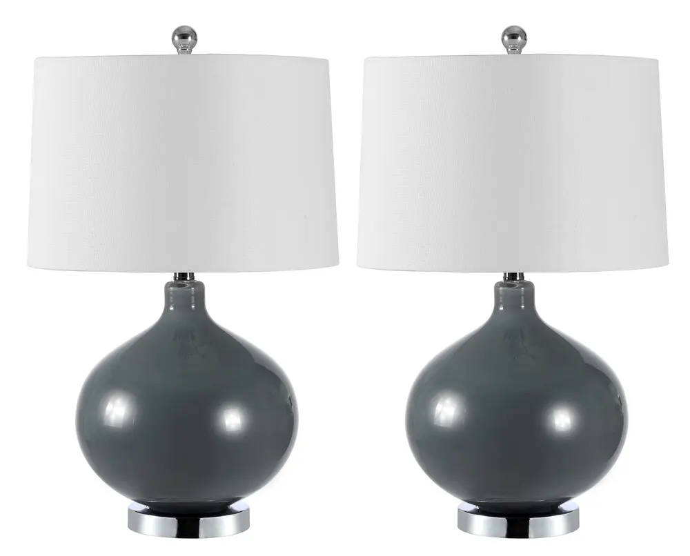 Masera, 25 Inch, Grey, Glass Table Lamp Set Of 2 W/ Usb Port?