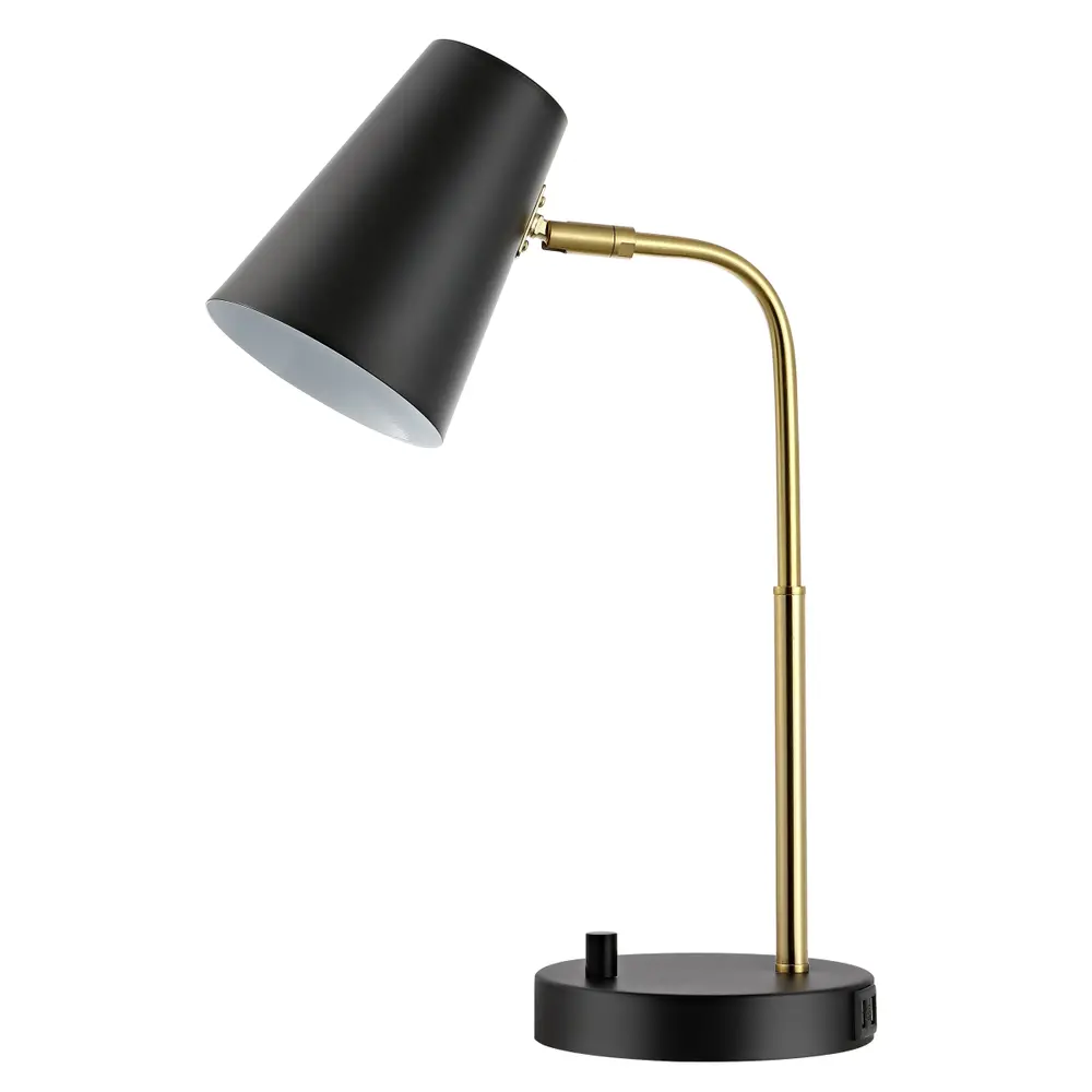 Arynn, 19 Inch, Black/Brass, Iron Table Lamp W/ Usb Port