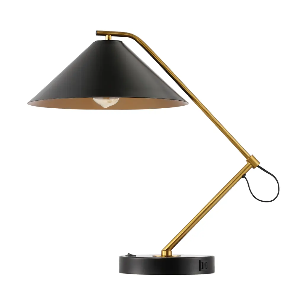 Moseby, 21 Inch, Black/Brass, Iron Table Lamp W/ Usb Port