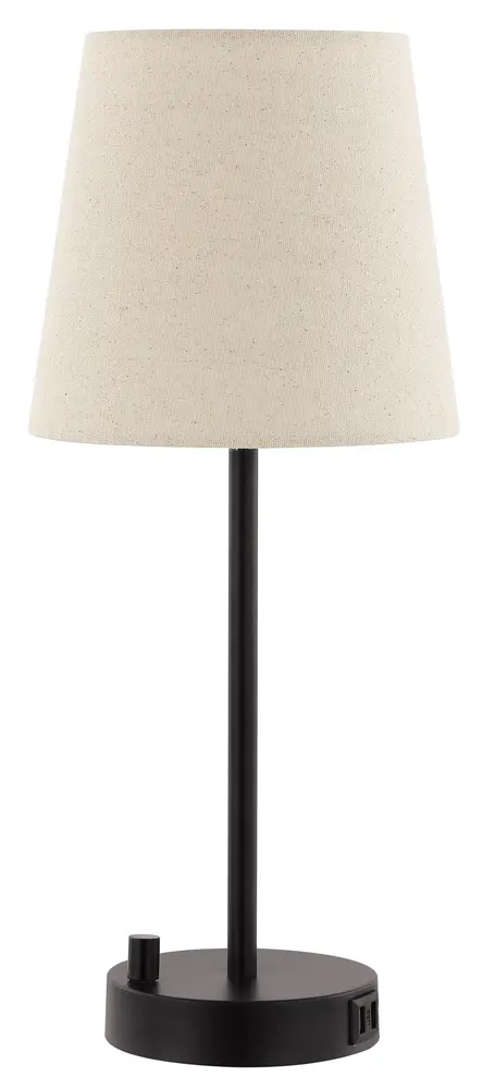 Fowley, 18.75 Inch, Black, Iron Table Lamp W/ Usb Port