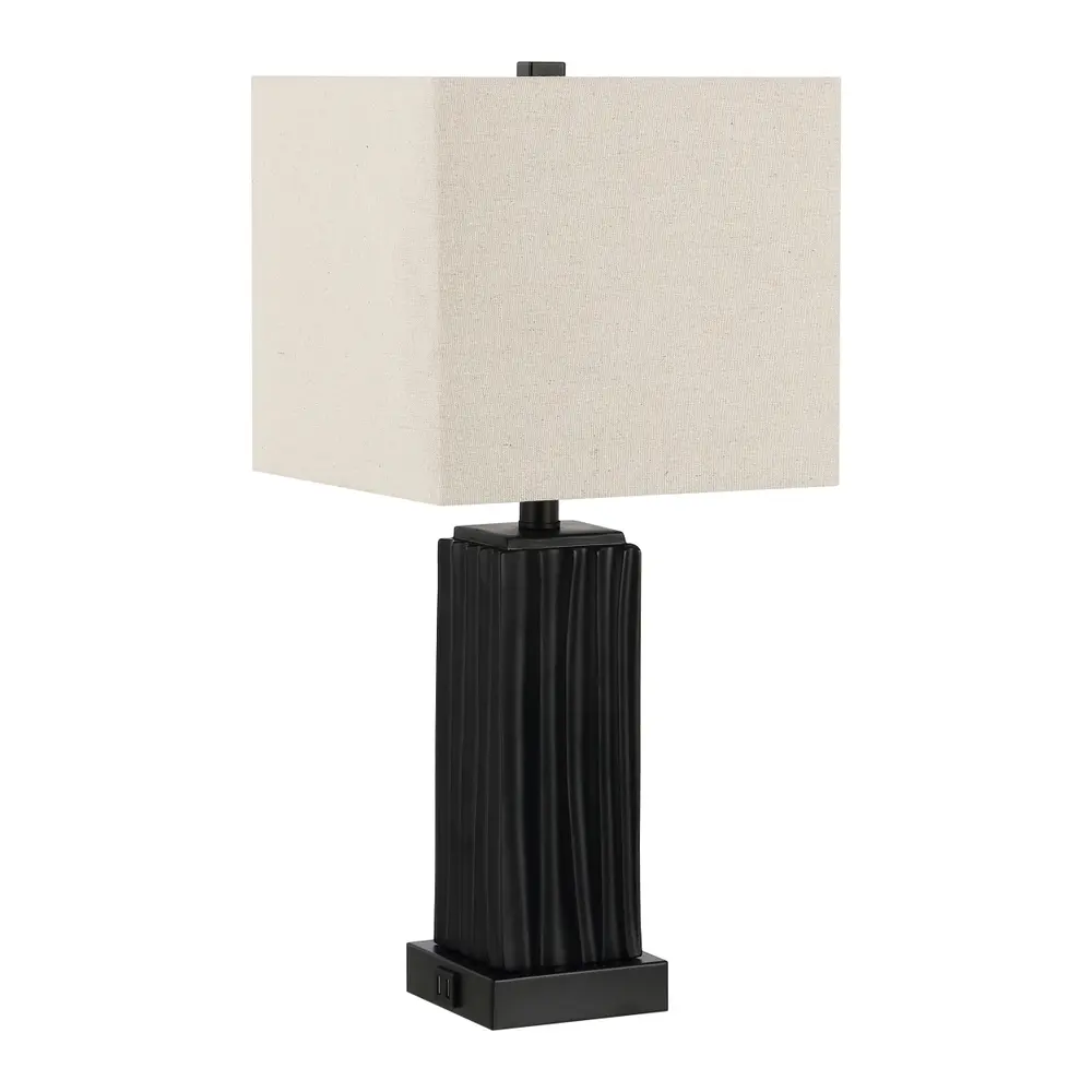 Park, 24 Inch, Black, Resin, Table Lamp W/ Usb Port