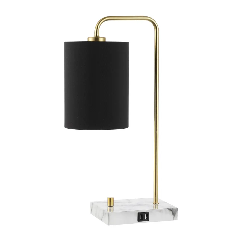Nevana, 20 Inch, Brass/White, Iron Table Lamp W/ Usb Port