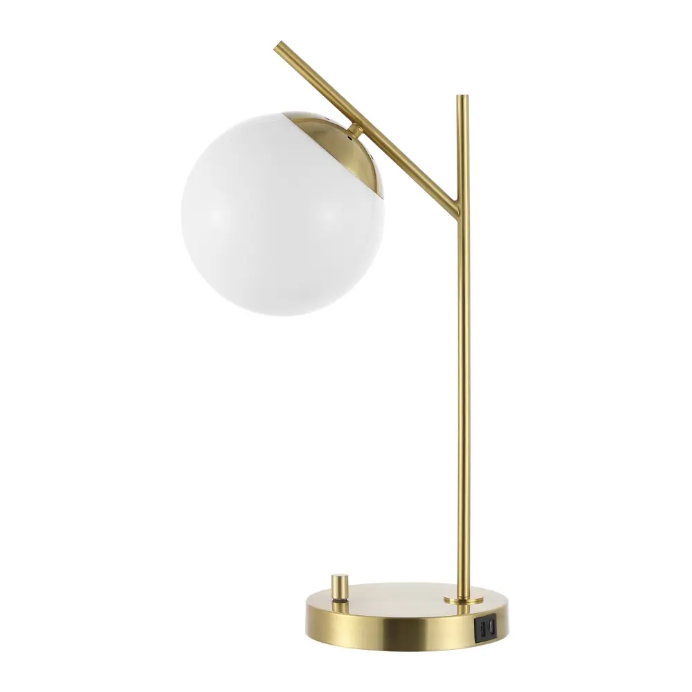 Suna, 20.5 Inch, Brass, Glass/Iron Table Lamp W/ Usb Port