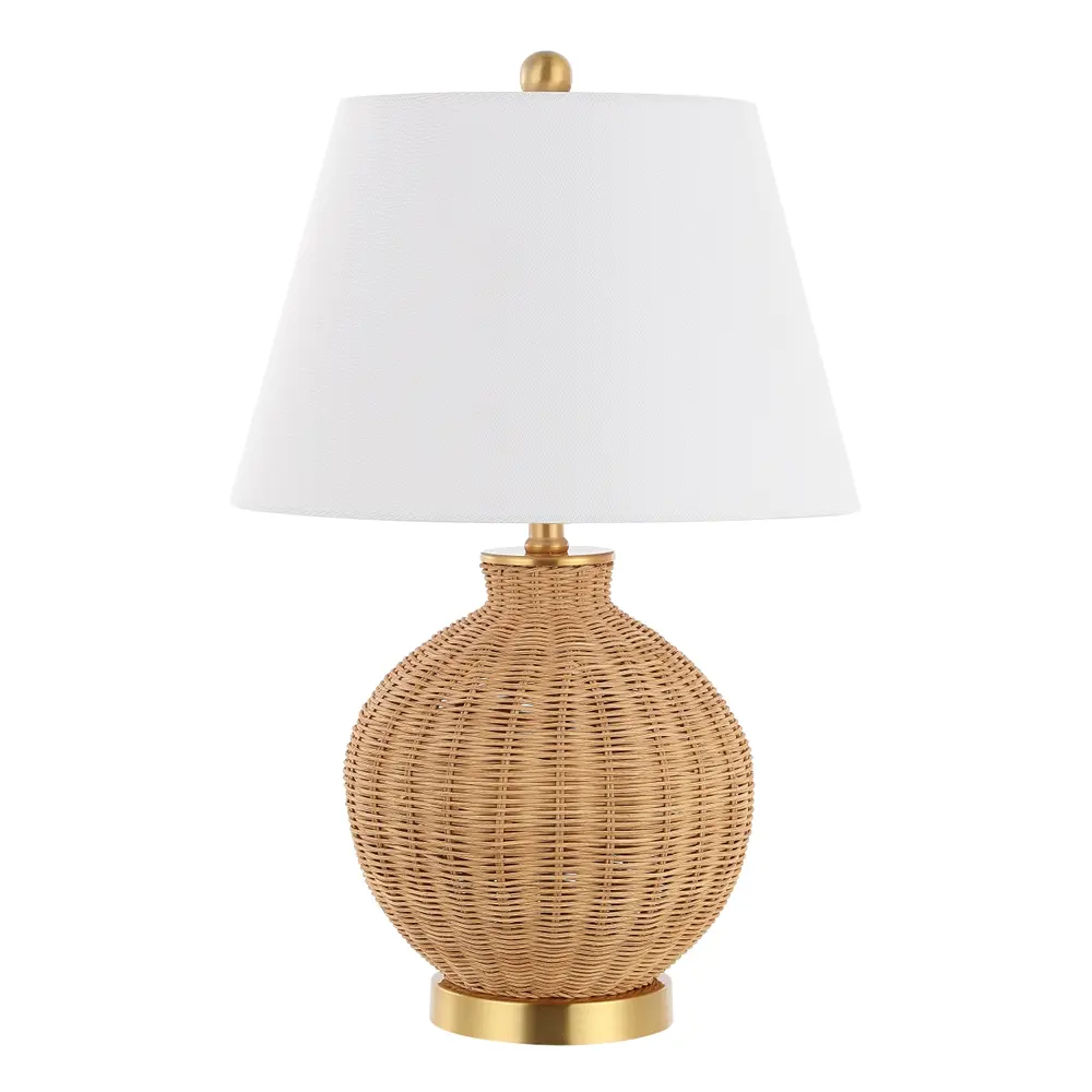 Nobuo, 23 Inch, Natural/Brass, Rattan/Iron Table Lamp