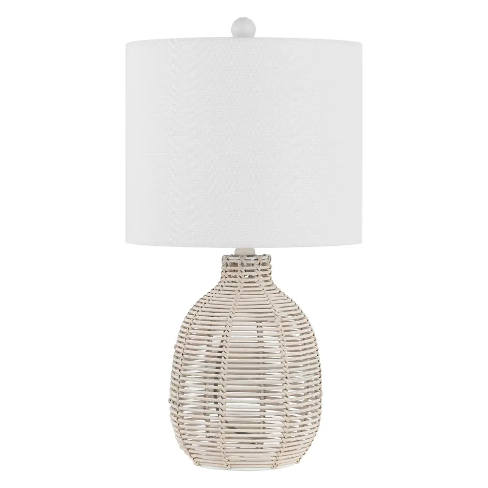 Oroya, 23 Inch, White, Rattan Table Lamp