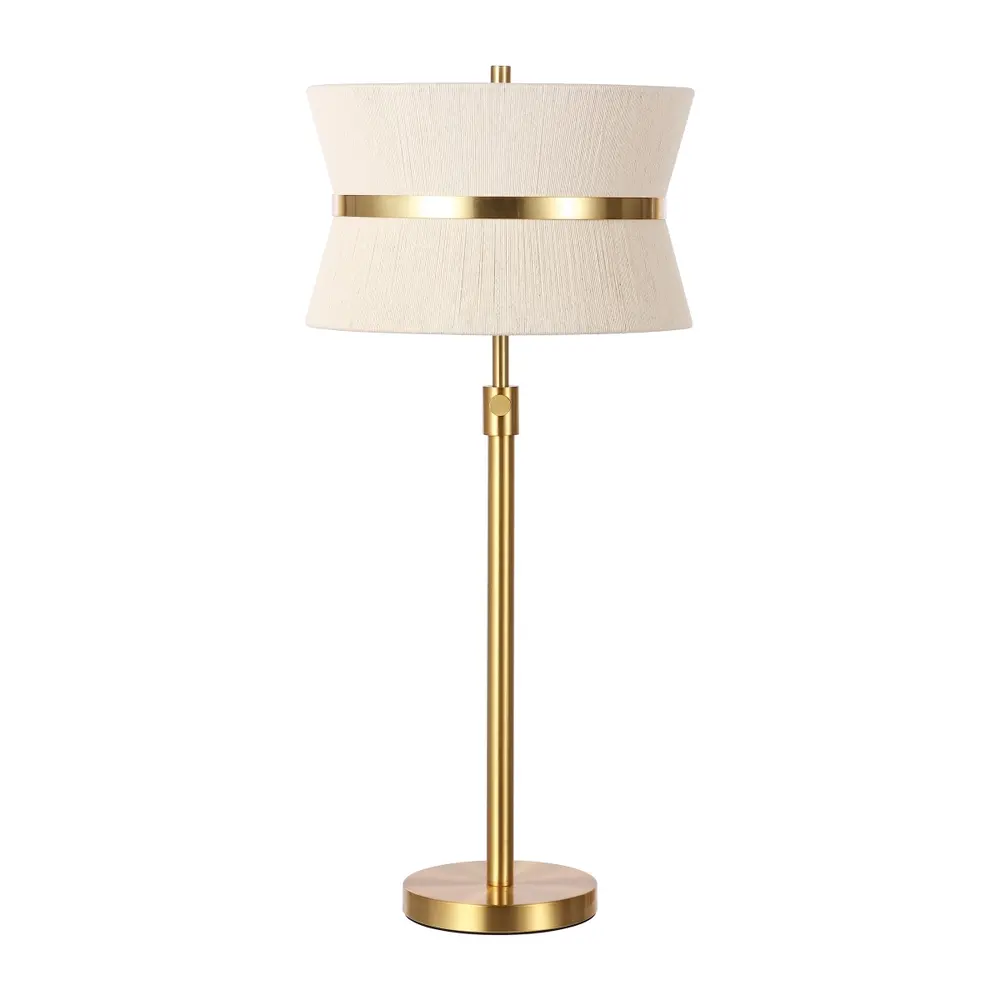 Mika, 20-26 Inch, Bleached Natural/Brass, Rope/Metal Extendable Table Lamp