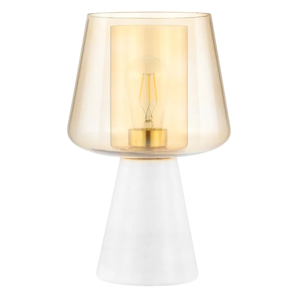 Soraya ,14 Inch, Amber/White, Glass/Marble Table Lamp
