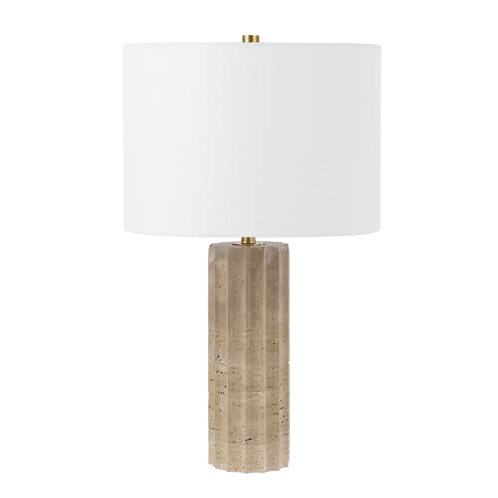 Remi, 23.5 Inch, Stone, Travertine Table Lamp