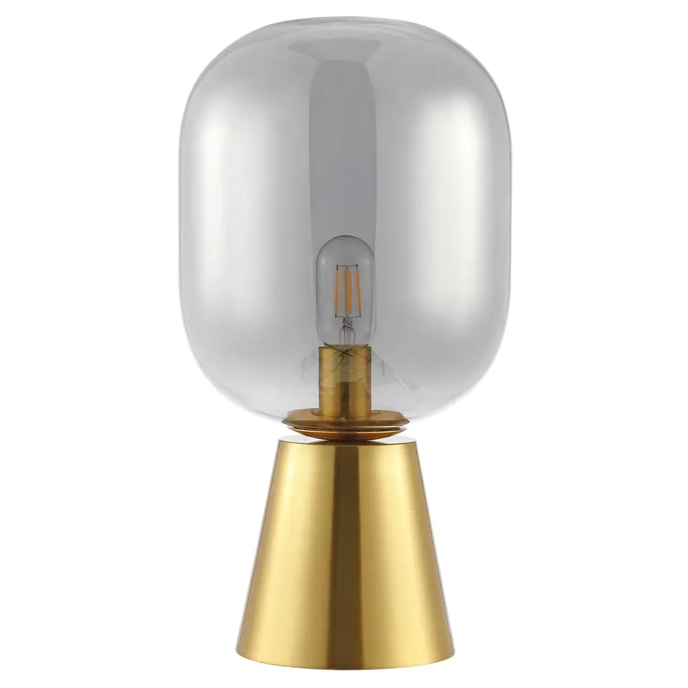 Rain, 18 Inch, Smoke Grey/Brass, Glass/Iron Table Lamp